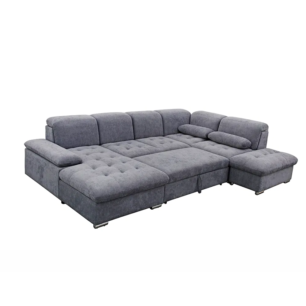 Sofá-cama com encosto em U para sala de estar moderna, combinação multiuso