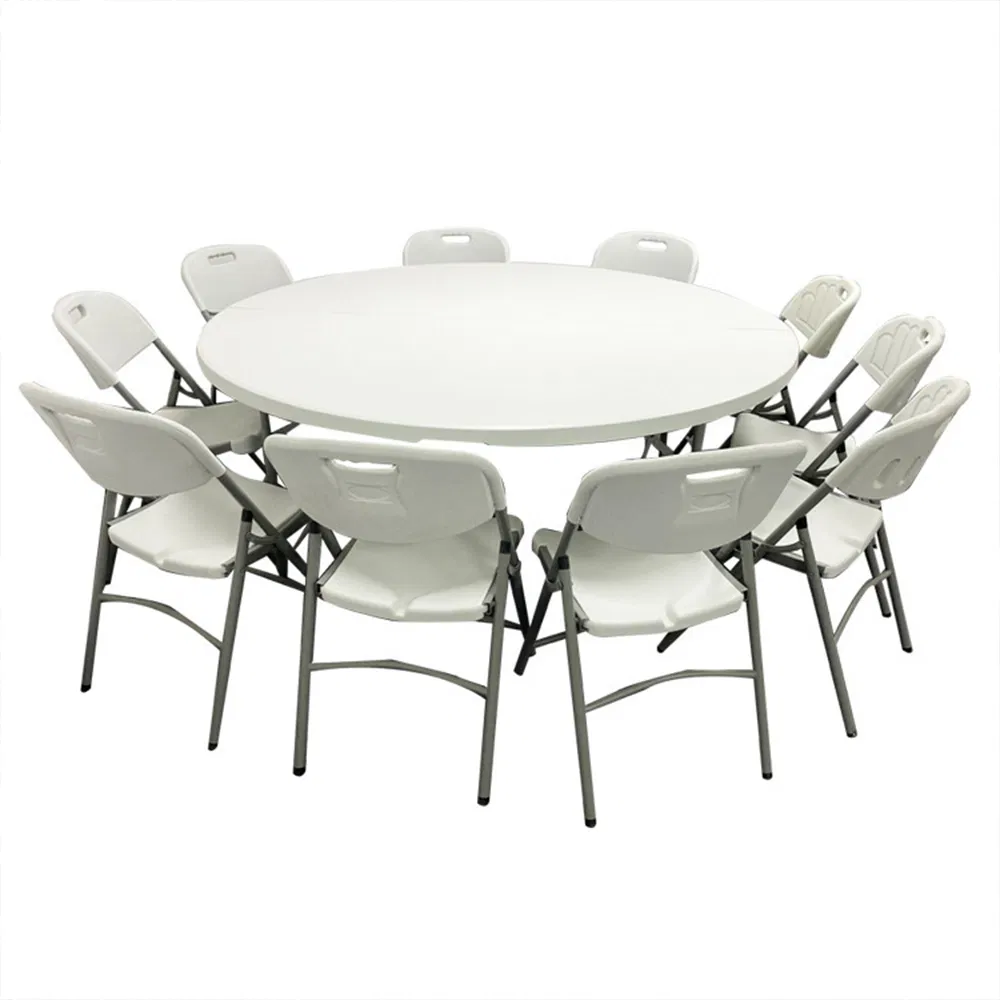 Móveis de Jardim para Casamento Evento Festa Mesa de Jantar Dobrável Redonda de Plástico para Piquenique ao Ar Livre