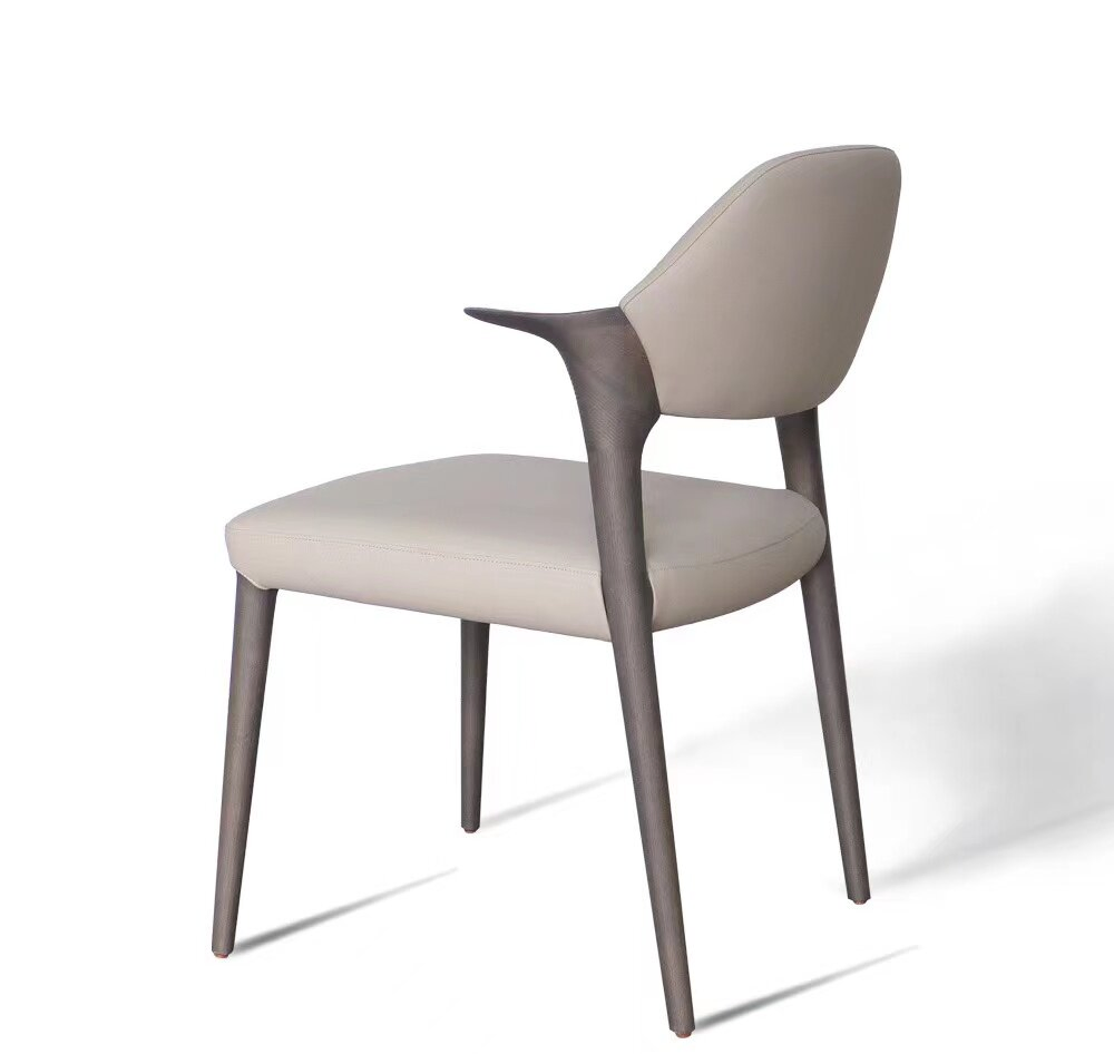 Cadeira de Jantar de Madeira com Encosto para Casa Nórdica, Cadeira de Jantar Estofada de Luxo Leve para Hotel, Cadeira de Jantar para Quarto