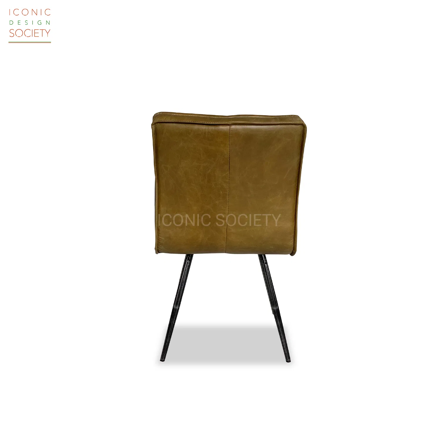 Cadeira de Jantar de Couro Genuine para Casa e Restaurante, Mobiliário de Lazer, Cadeira Alta Sem Braços com Estrutura Metálica Moderna