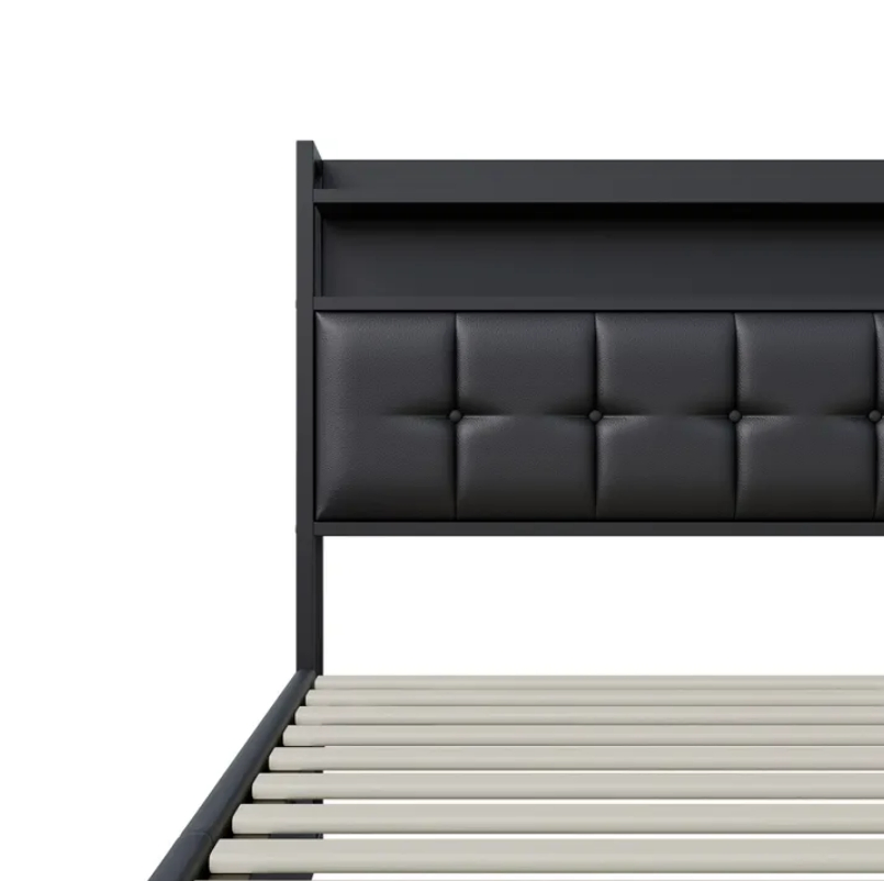 Mecanismo de Cama Dobrável para Quarto com Economia de Espaço, Cama com Armazenamento Integrado e Gavetas de Armazenamento, Cama Estofada