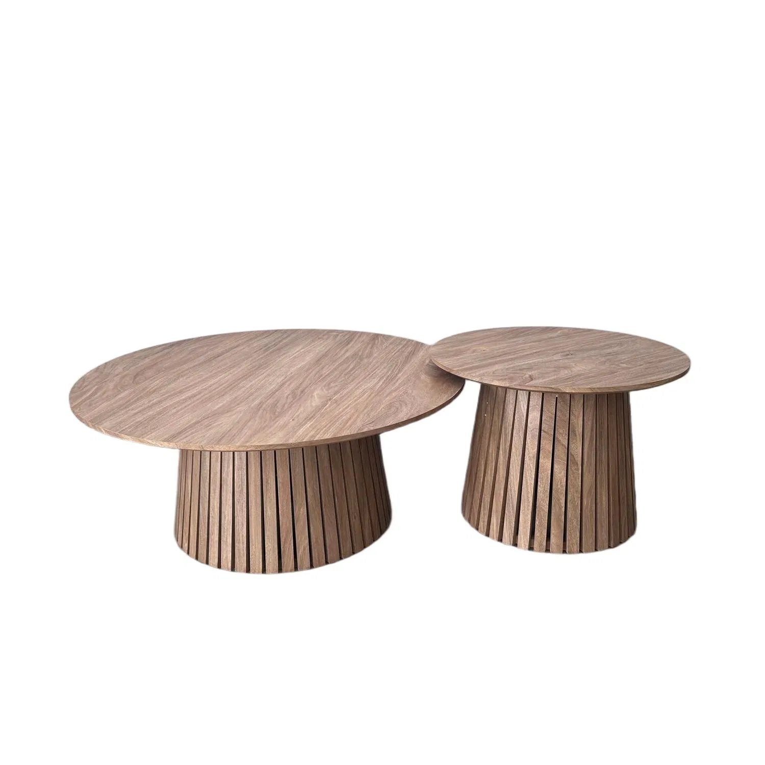 Mesa de Café Redonda Moderna em Madeira com Topo e Base em MDF para Sala de Estar, Jantar, Hotel, Conjunto de Mesa de Chá Mobiliário