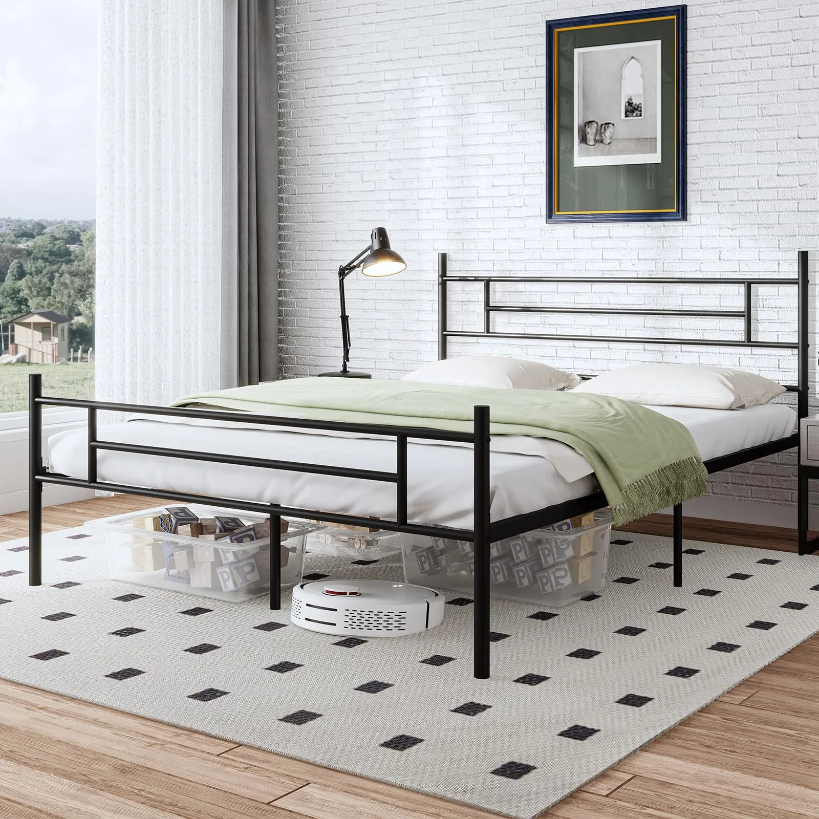 14 Estrutura de Cama de Metal de 30 cm Cama Queen