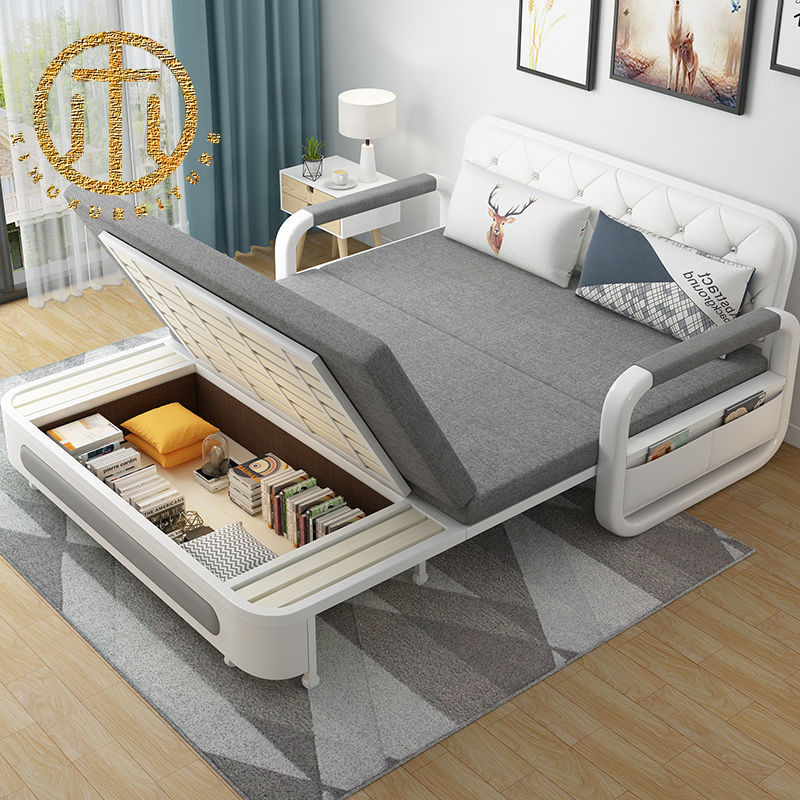 Sofá-cama de tecido dobrável multifuncional para sala de estar de apartamento pequeno