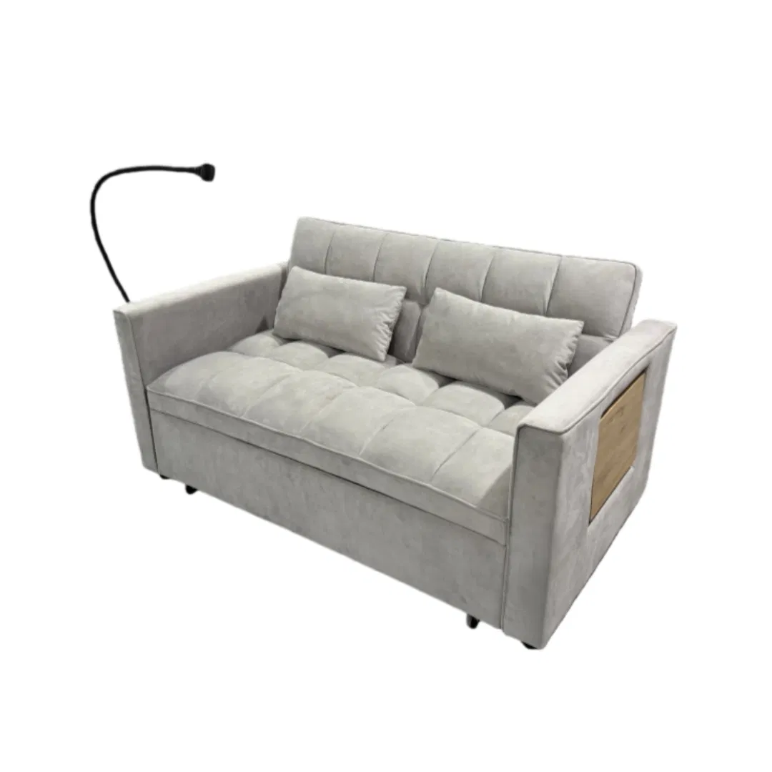Móvel de Apartamento Sofá Cama Moderno de 2 Lugares com Suporte para Telefone Dobrável de Uso Duplo para Sala de Estar