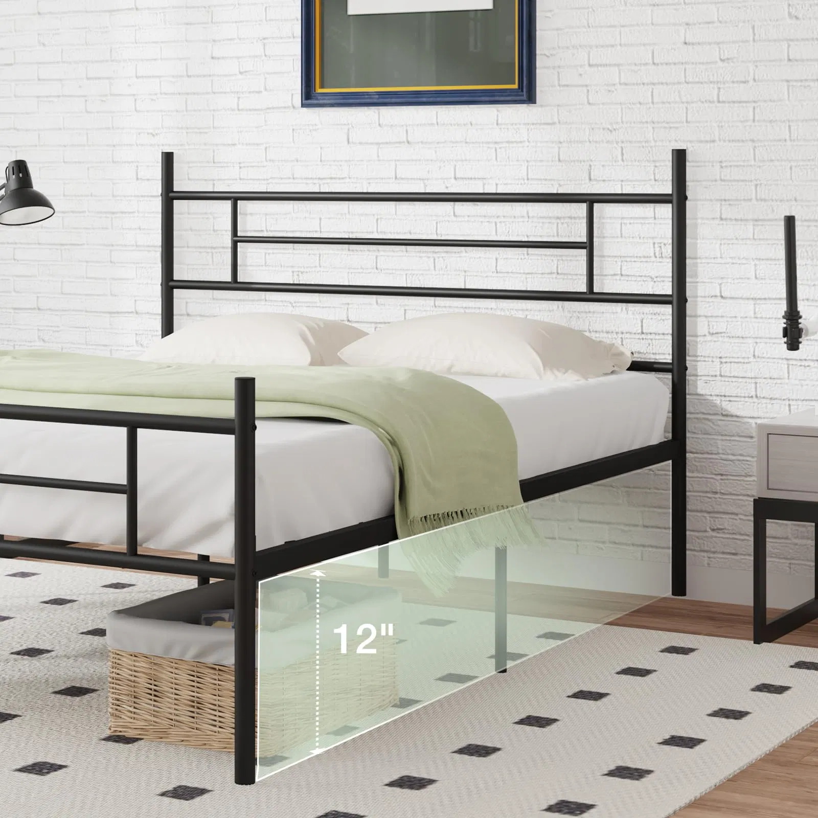 14 Estrutura de Cama de Metal de 30 cm Cama Queen