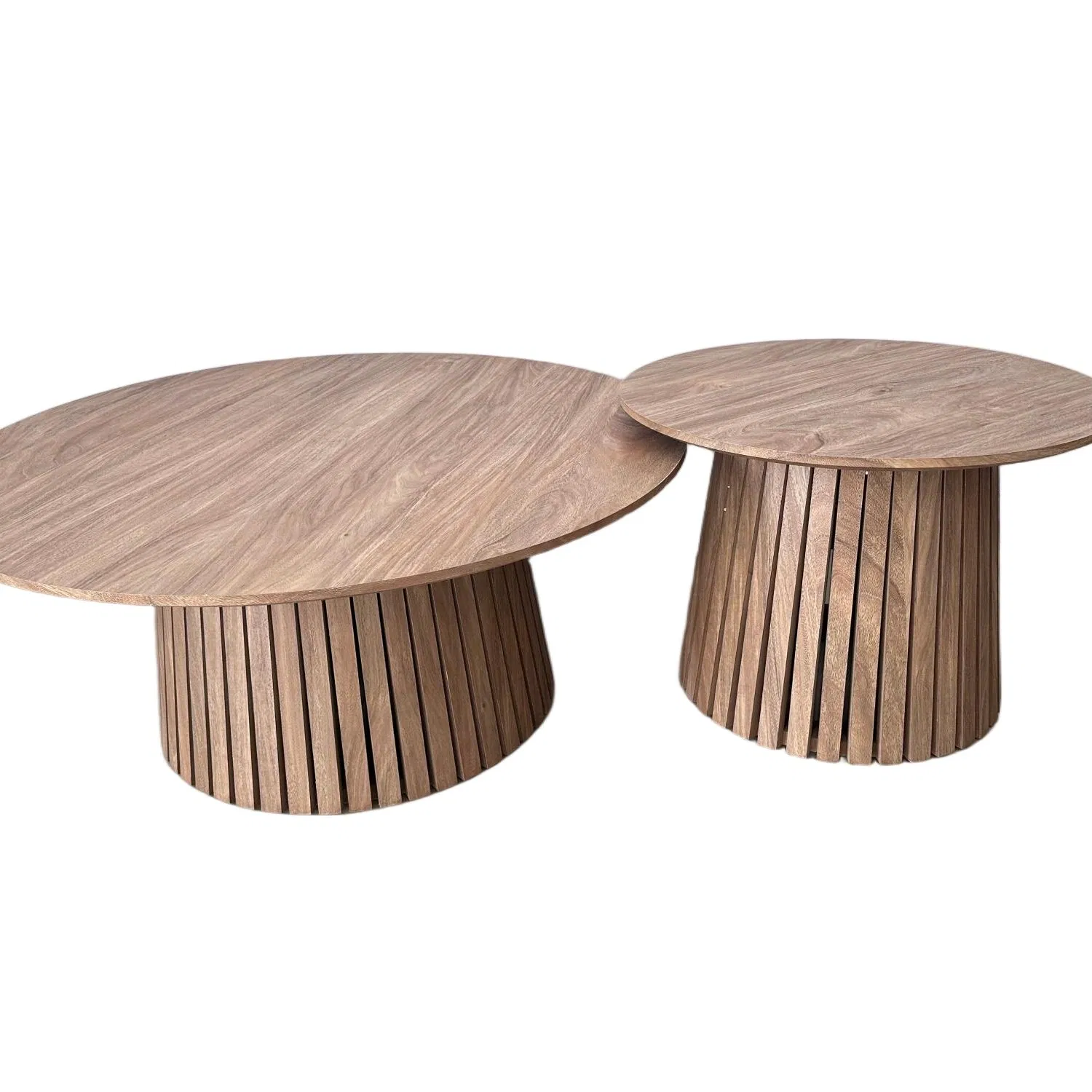 Mesa de Café Redonda Moderna em Madeira com Topo e Base em MDF para Sala de Estar, Jantar, Hotel, Conjunto de Mesa de Chá Mobiliário