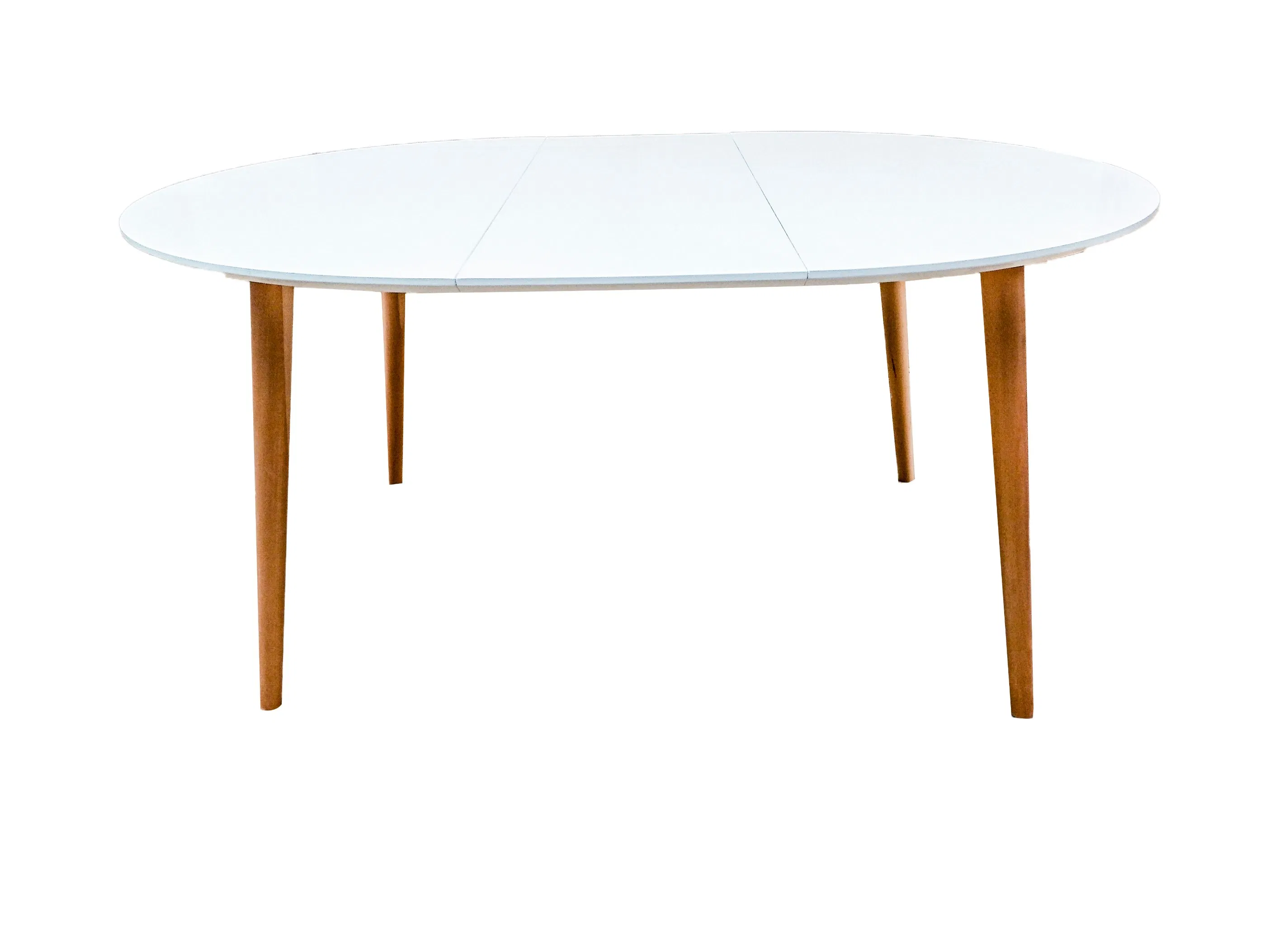 Mesa de Jantar Extensível Moderna Branca com Pernas de Madeira Sólida e Topo de MDF Econômica
