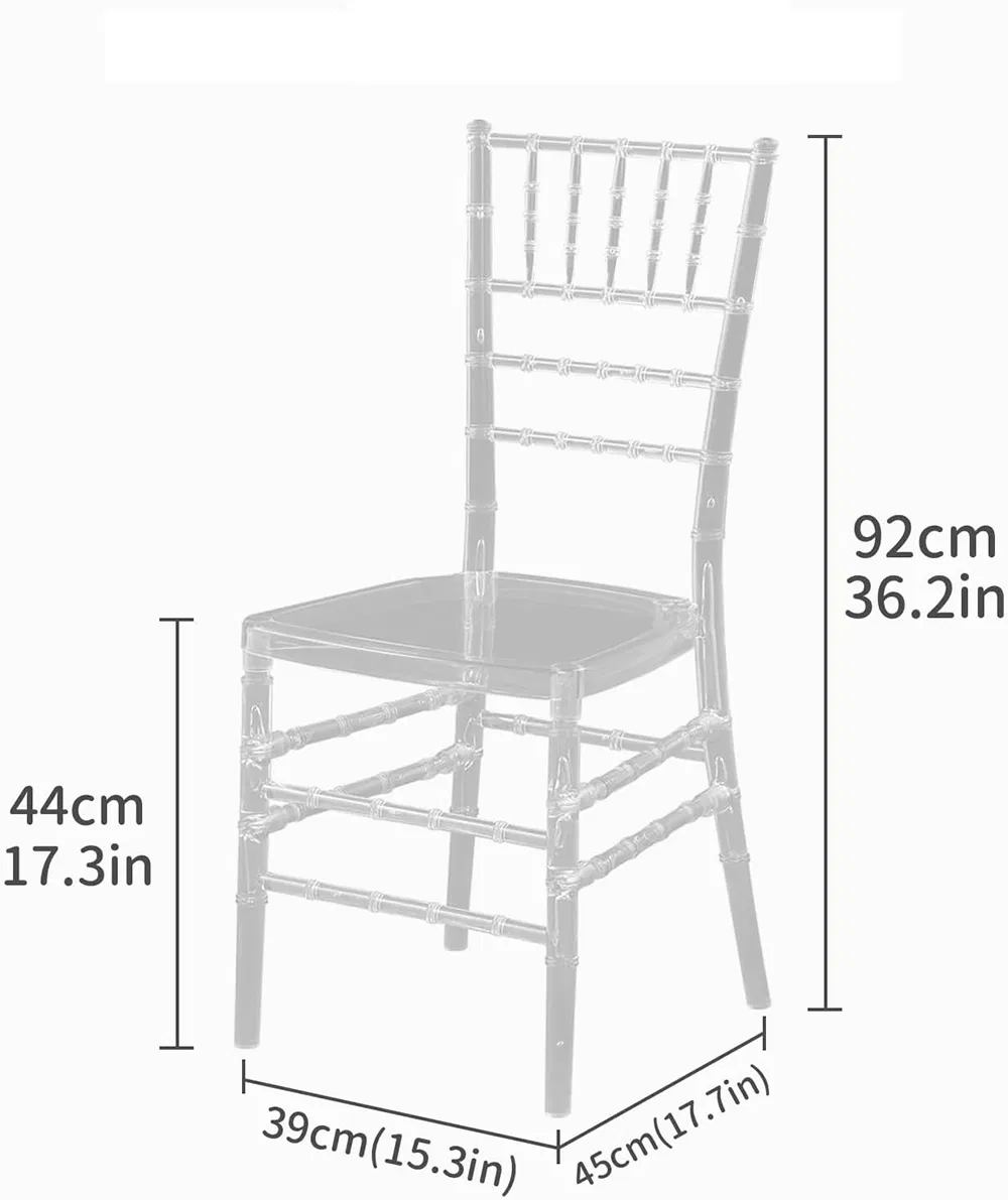 Cadeira Chiavari de Acrílico Transparente, Cadeira de Plástico Clara, Sem Braços, para Jantar em Eventos e Festas