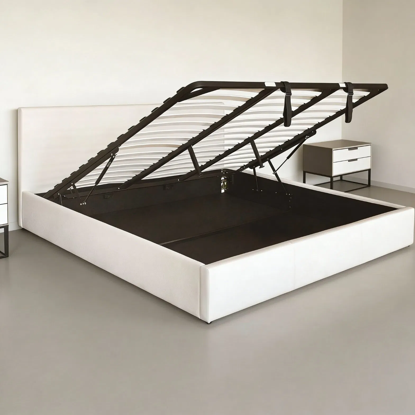 Cama estofada de luxo confortável com elevação suave e grande espaço de armazenamento