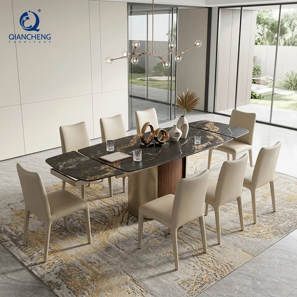 Mesa de Jantar Extensível com Topo de Pedra Sinterizada da Fábrica de Foshan, Guangdong para 8 Cadeiras
