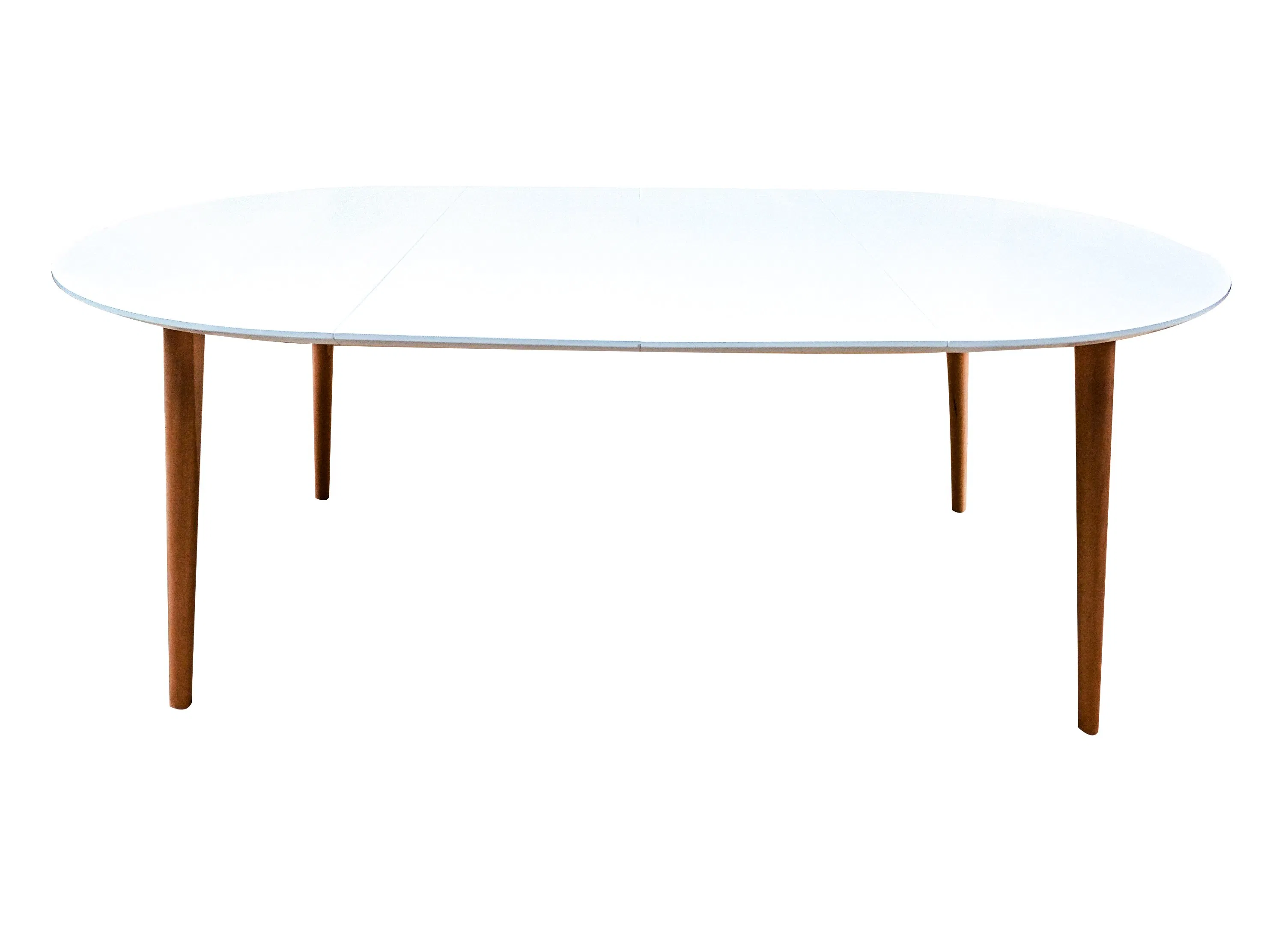 Mesa de Jantar Extensível Moderna Branca com Pernas de Madeira Sólida e Topo de MDF Econômica