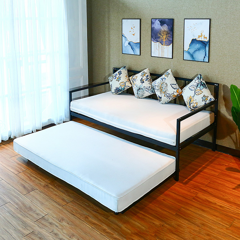 Cama dia com cama auxiliar Móveis de quarto Cama plataforma Cama de metal ferro