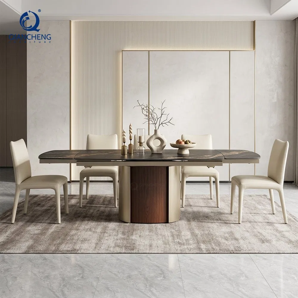 Mesa de Jantar Extensível com Topo de Pedra Sinterizada da Fábrica de Foshan, Guangdong para 8 Cadeiras