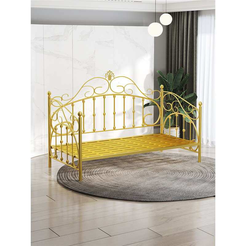 Sofá-cama de estilo europeu personalizado para sala de estar e quarto, cama moderna simples, lençol de princesa, cama de dia em metal