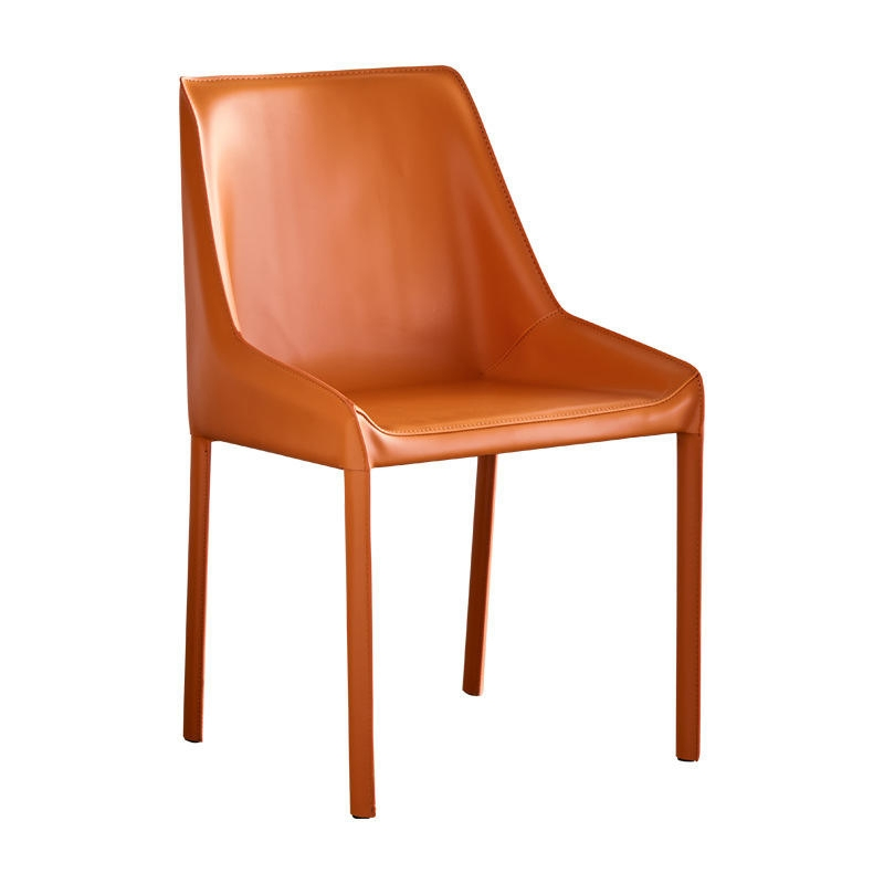 Cadeira de Jantar Moderna sem Braços em Couro PU, Cadeira Lateral Estofada Minimalista