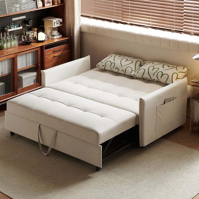 Venda Quente Pequeno Sofá-Cama Multifuncional Dobrável para Uso Duplo Cama Retrátil Individual Japonesa Macia de Metal Dobrável com Armazenamento