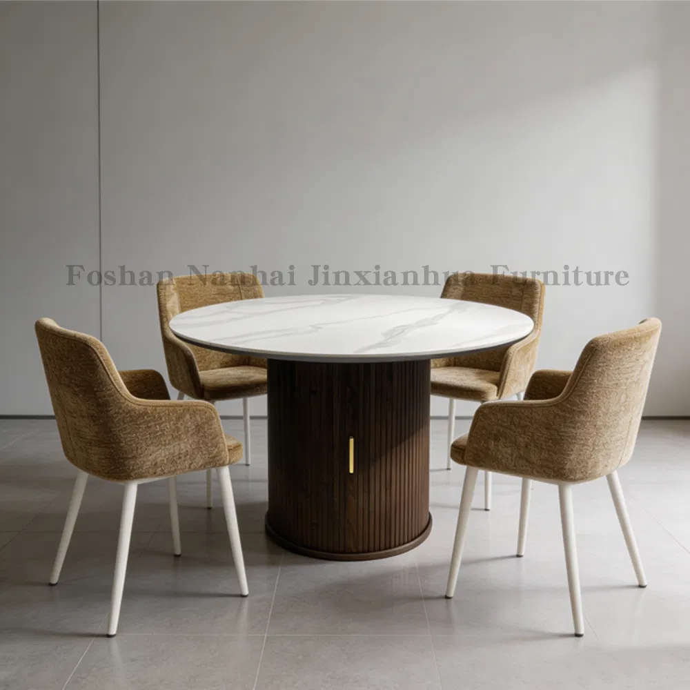Mesa de jantar redonda de cerâmica de luxo