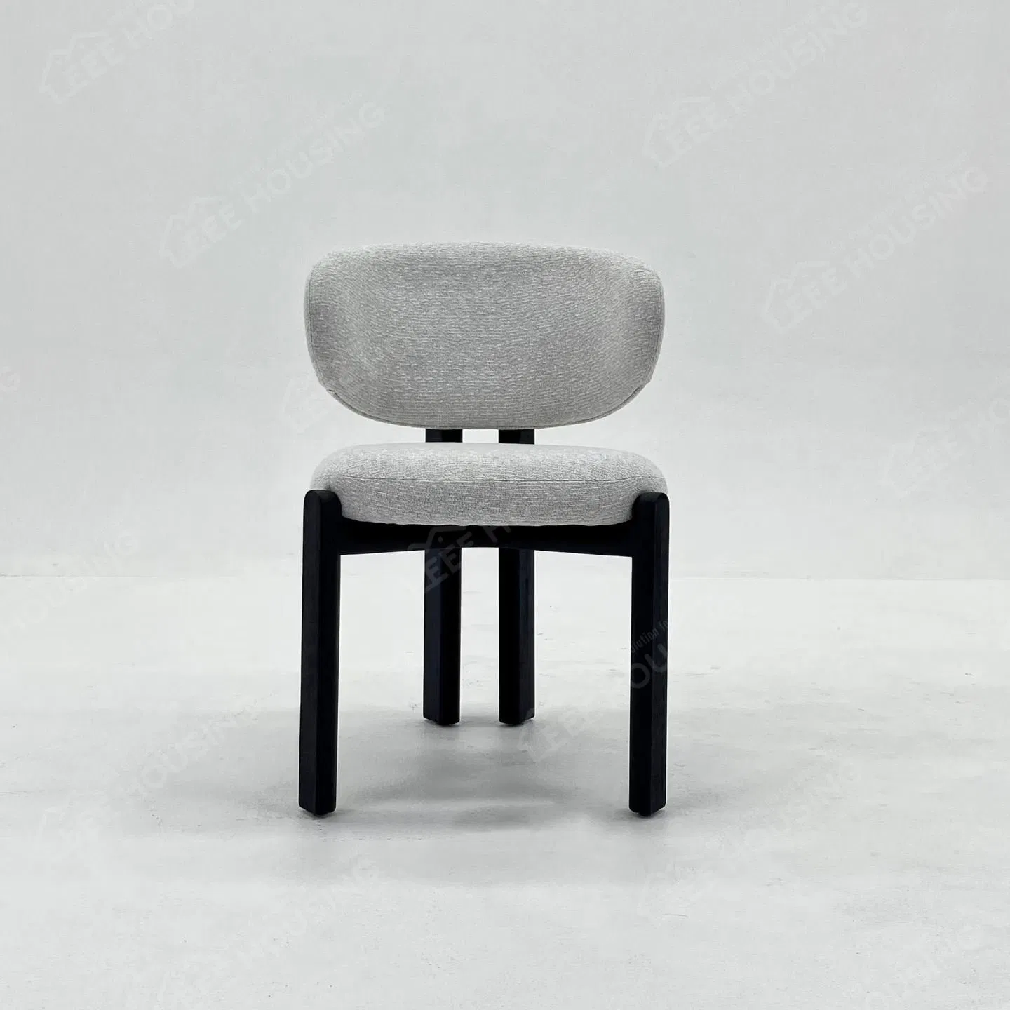 Fornecimento Direto de Fábrica da China Estilo Moderno México Cadeira de Jantar Lounge Sem Braços de Tecido Teddy Boucle em Madeira Sólida Ash para Hotel Restaurante Apartamento Vila