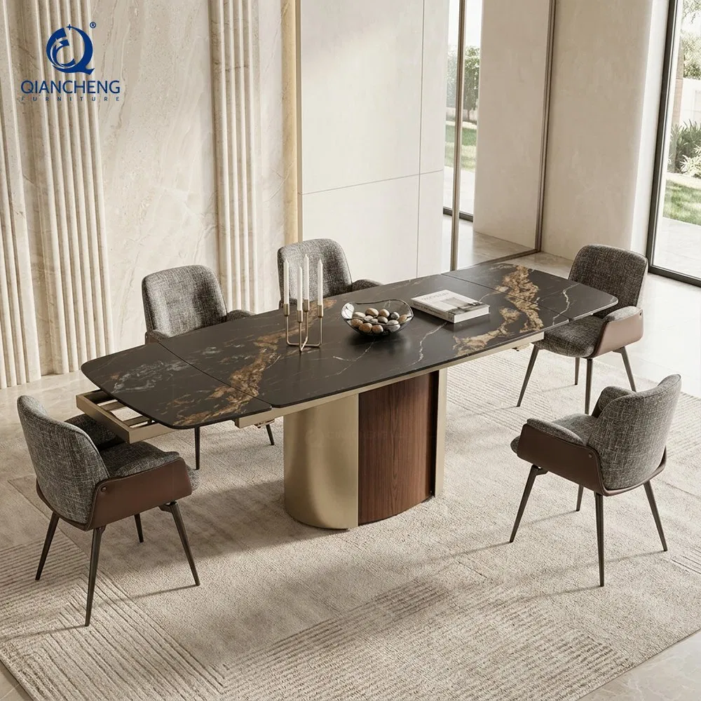 Mesa de Jantar Extensível com Topo de Pedra Sinterizada da Fábrica de Foshan, Guangdong para 8 Cadeiras