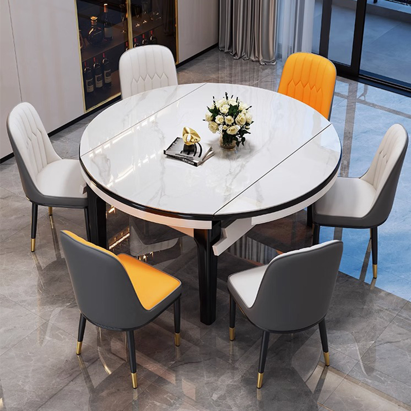 Conjunto de Mesa de Jantar de Móveis Modernos para Casa 6 Lugares Mesa de Jantar Redonda
