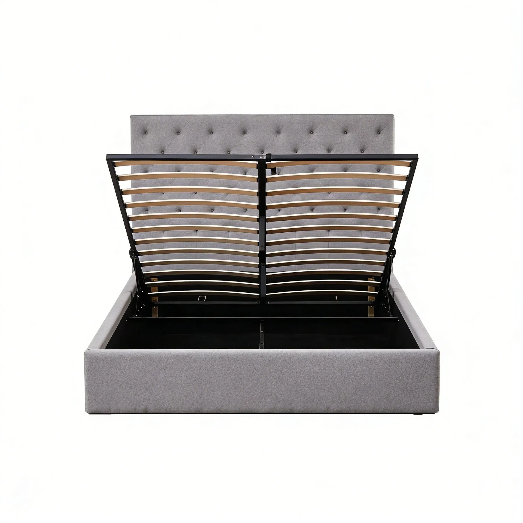 Cama de Luxo Estofada Contemporânea por Atacado com Grande Espaço de Armazenamento e Estrutura de Cama Elevatória