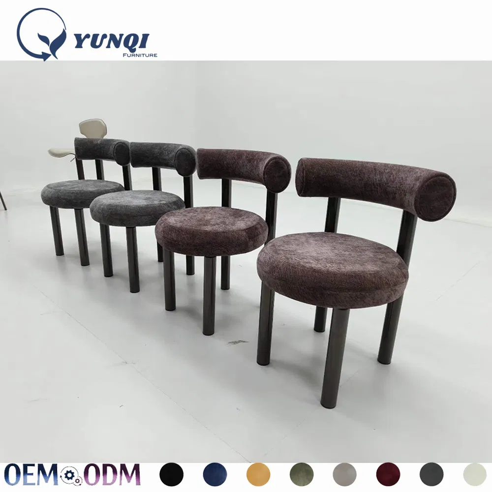 Cadeiras de Jantar Estofadas Modernas Cadeiras de Acento em Veludo com Encosto Cilíndrico Estrutura de Metal Preto Cadeiras de Lazer para Sala de Jantar, Sala de Estar, Cozinha, Café