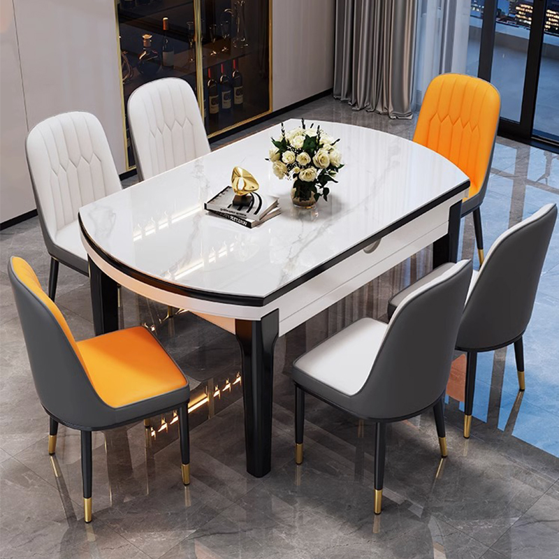 Conjunto de Mesa de Jantar de Móveis Modernos para Casa 6 Lugares Mesa de Jantar Redonda