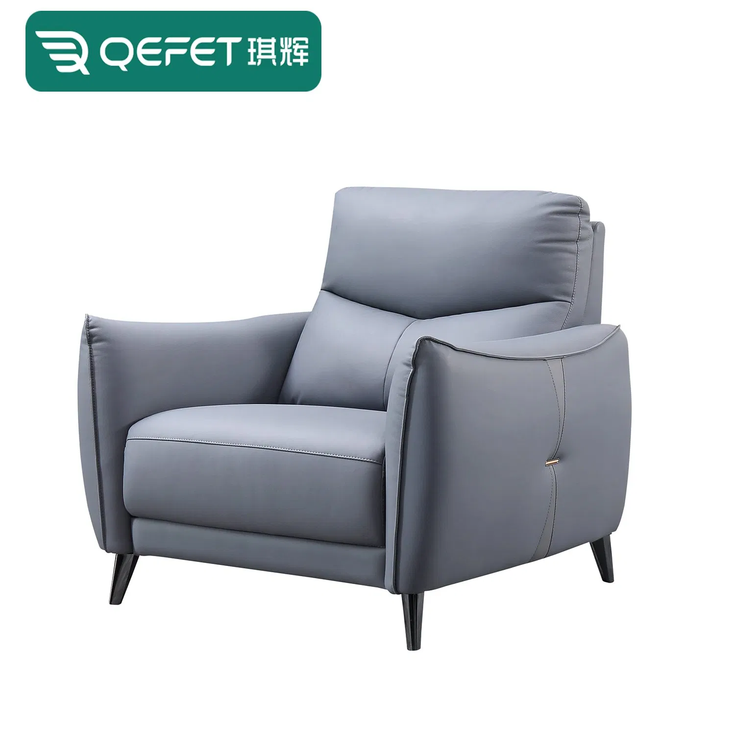 Elegante Poltrona de Couro Azul para Estilo de Sala de Estar Contemporânea