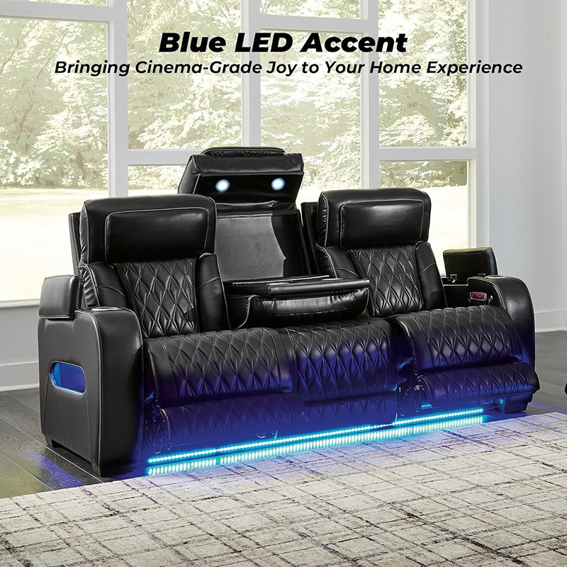 Leather Match Power Reclining Loveseat Modern Design