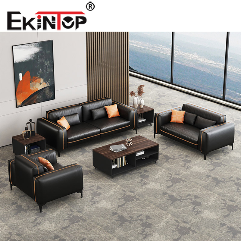 Ekintop Modern Living Room Commerical Office Furniture Reception Sectional Visitor Waiting Room Leather Sofa Set