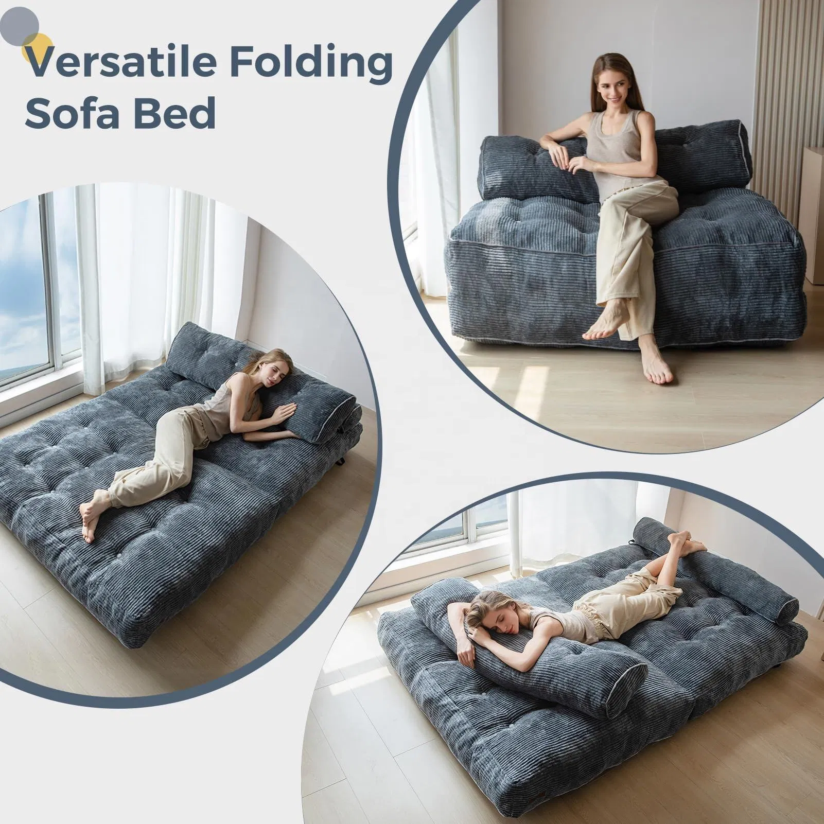 Folding Sofa Bed for Living Room Convertible Sleeper Chair Foldable Mattress Portable Sofa