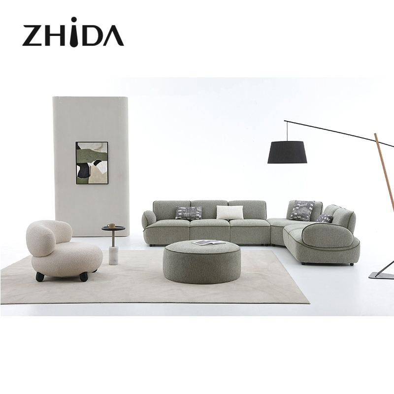 Italian Modern Sofa Velvet Minimalist Sofa Living Room Fabric Sofa