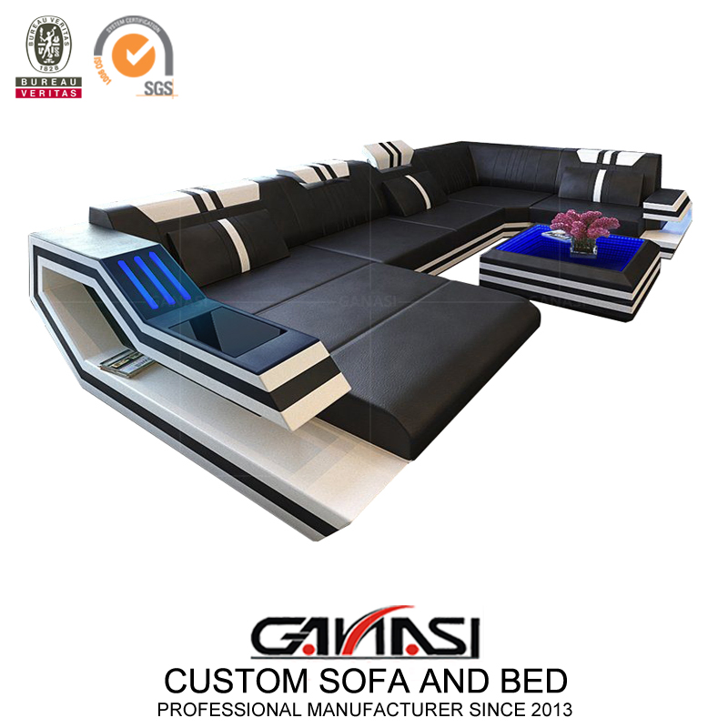 Modern Home U Shape Leisure Living Room Furniture Leather Sofa