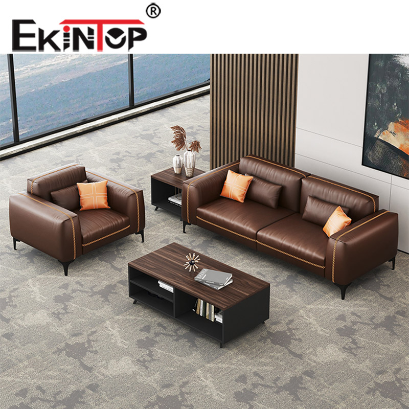Ekintop Modern Living Room Commerical Office Furniture Reception Sectional Visitor Waiting Room Leather Sofa Set