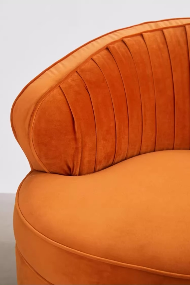 Modern French Style Velvet Fabric Upholstery Wooden Armchair Living Room Three Seat Chesterfield Curved Sofa