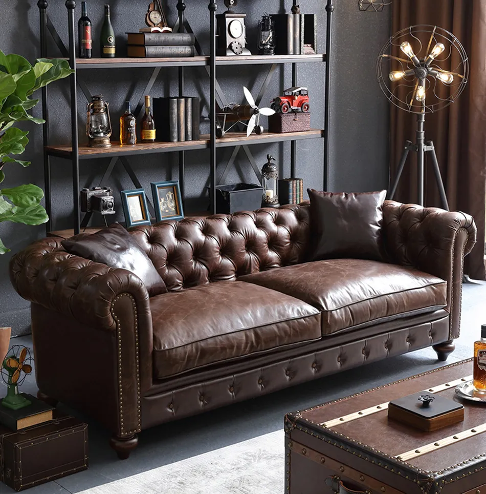 Modern Leather Chesterfield Sofa View 1
