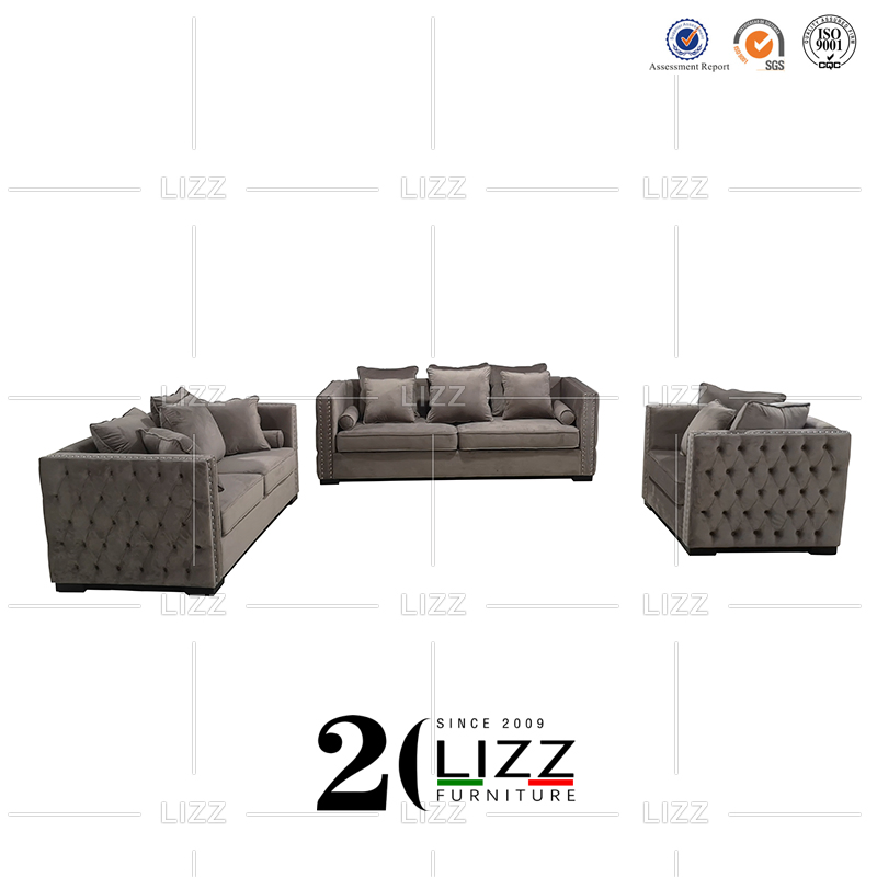 China Wholesale European Chesterfield Velvet Fabric Sofa for Project