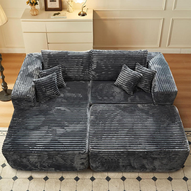 Modular Couch with Chaise Ottoman Sleeper Sofa Compression Sofa Bed in a Box High Density Foam Flexible Sofa Set