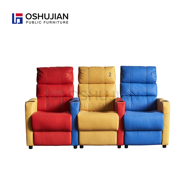 Hot Sale Color Matching Sofa Customized Leather Seat Reclining Sofa for Theater Cinema Sofa Chairs Asiento De Cine