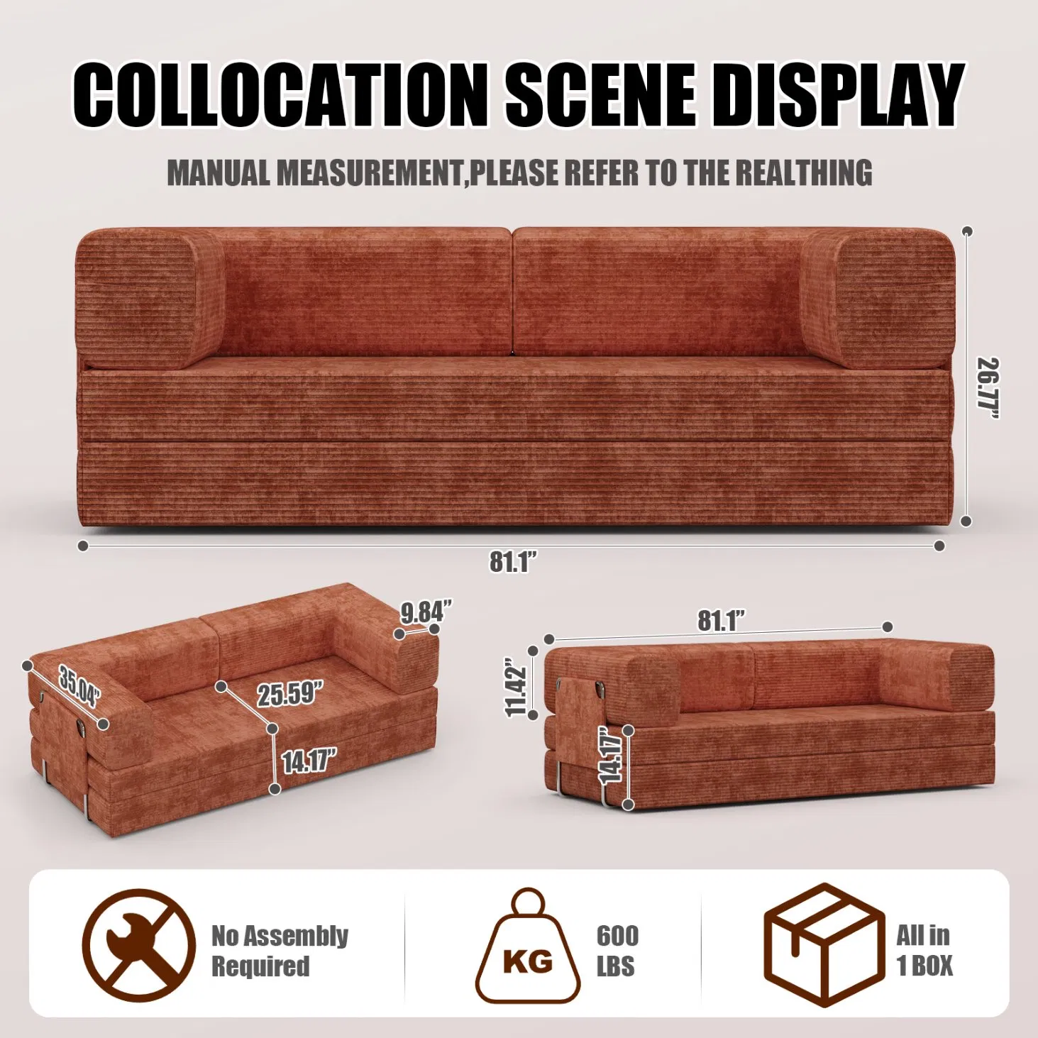 Modern Reclining Lazy Sofa Full Sponge Vacuum Roll Compressed Puff Tufted Sofa for Small Apartment