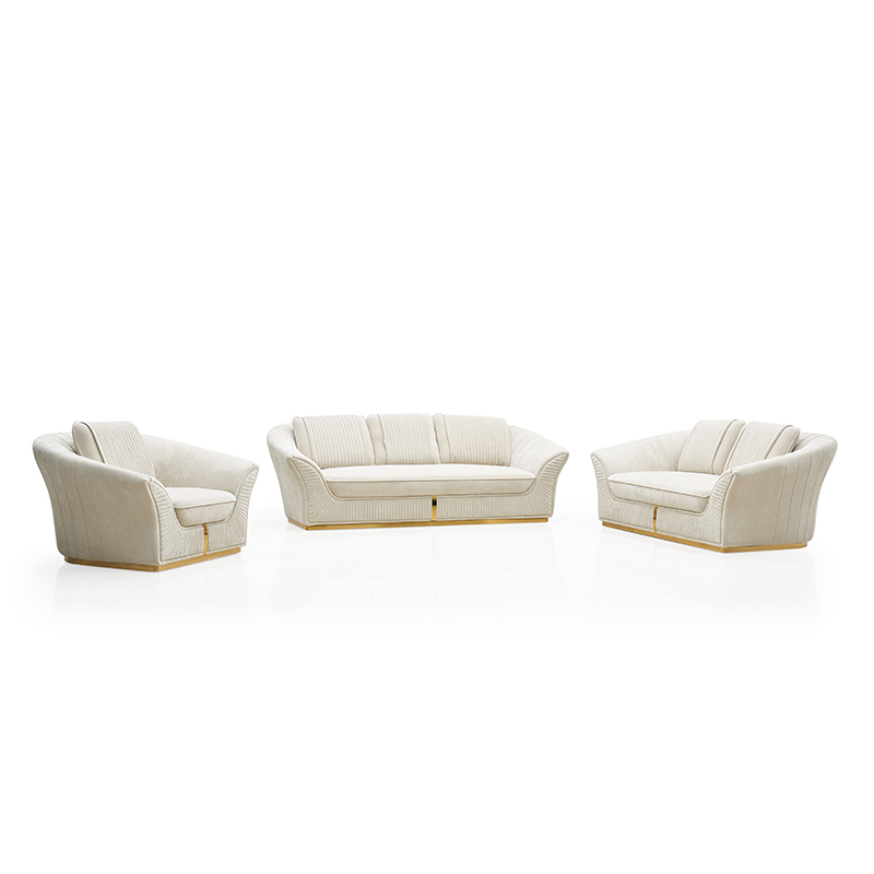 Modern Cream Simple Design Office Sofa Set Modern Beige Velvet Fabric Sofa