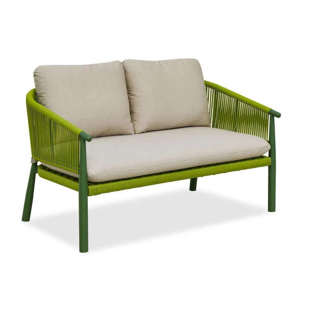 2-Seater Green Woven Rope Loveseat Detail 1