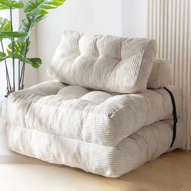 Single Dark Grey Convertible Sleeper Chair Pillow Foldable Compressed Sofa Bed