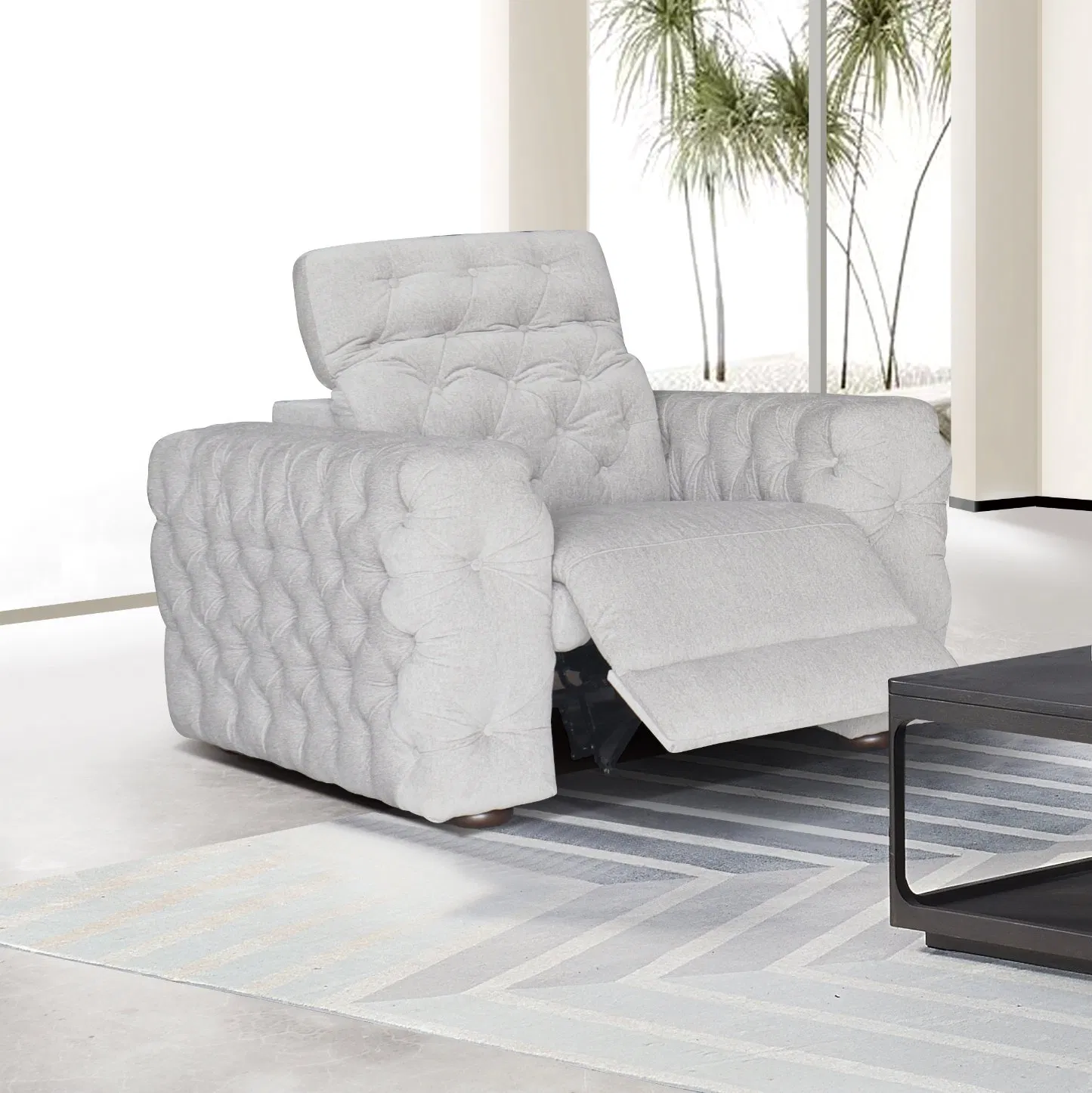 Multifunctional Chesterfield Style 3 1 Sofa Set Office Villa Power Headrest Sectional Living Room Furniture Power Electric Recliner Sofa