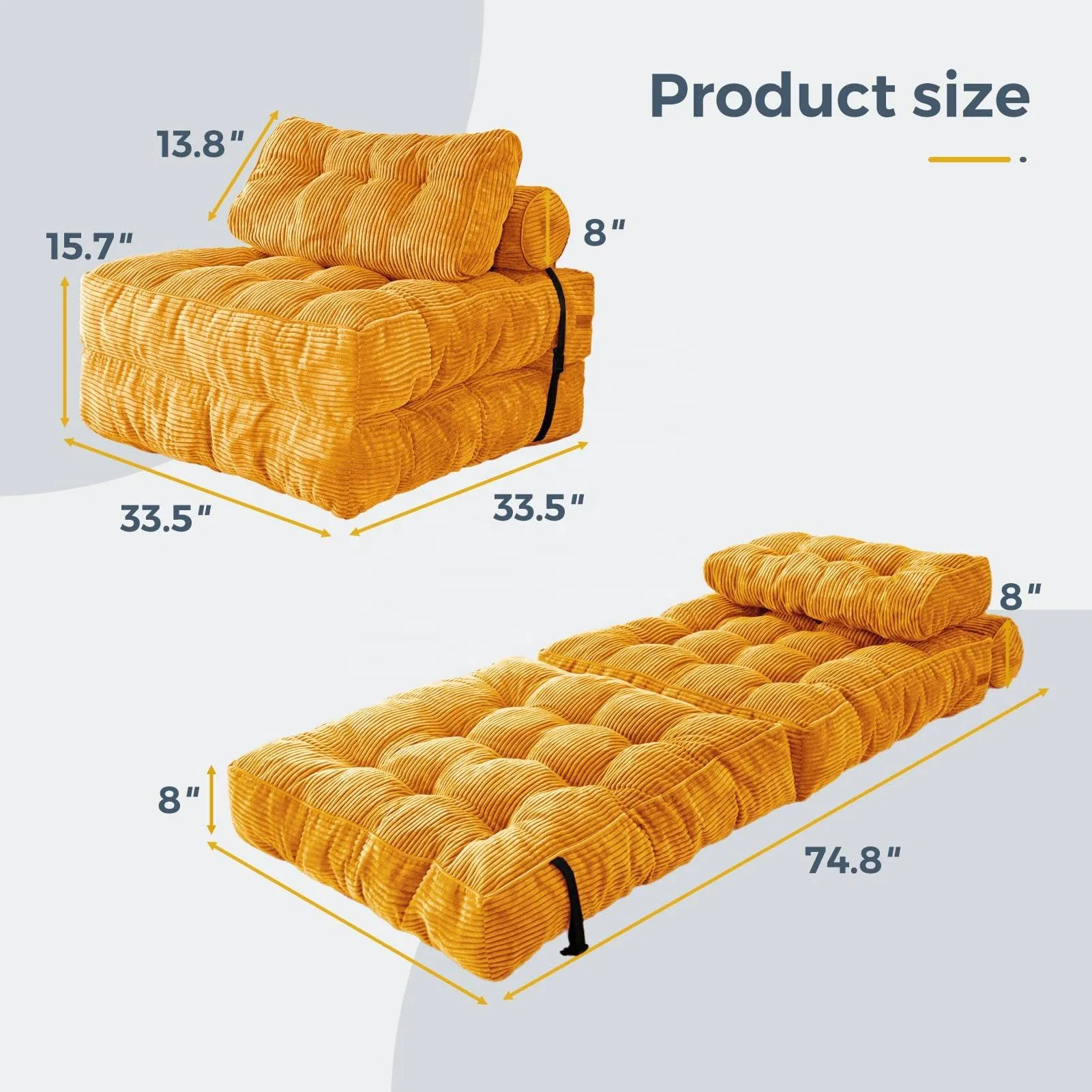 Folding Sofa Bed for Living Room Convertible Sleeper Chair Foldable Mattress Portable Sofa