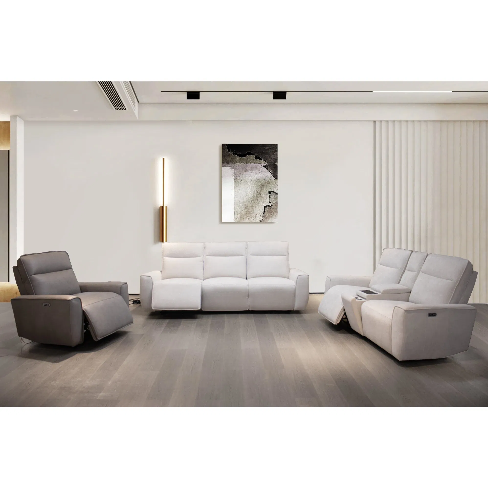 Living Room Leather Popular 1+2+3 Sectional Power Reclining Sofa Set