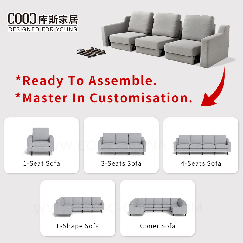 Modern Home Living Room Furniture Set Linen Velvet Fabric Leather Corner Couch Set U Shaped Sectional Modular Sofa