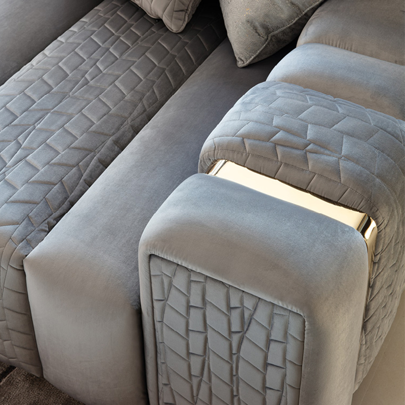 Foshan Wholesale Italian High-End Luxury Living Room Corner L-Shaped Velvet Fabric Sectional Sofa for Boutique Hotels