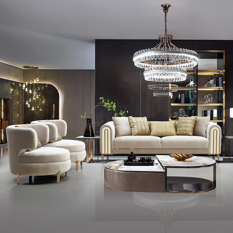Modern Light Modern Cream Wind Sofa Velvet Fabric Couch